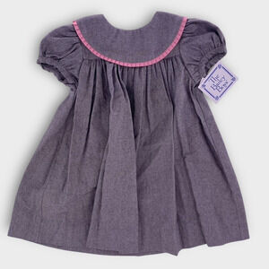 NWT Bailey Boys Short Sleeve Float Dress Gray Flannel Classic Ruffle Collar USA
